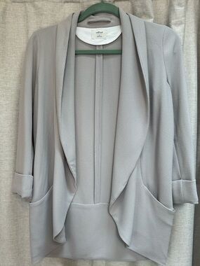 Aritzia Wilfred Light Gray Draped Open Front Jacket